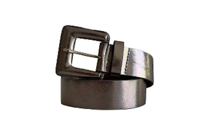 Silver Genuine Leather Belt - Square Buckle