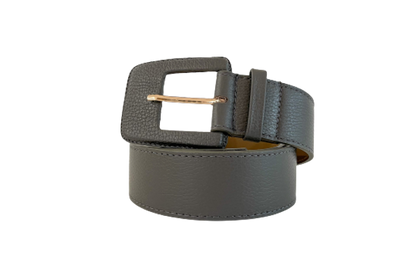 Graphite Genuine Leather Belt - Rectangular Buckle