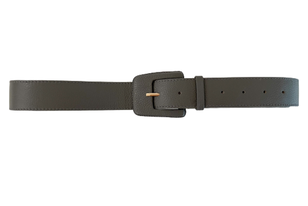 Graphite Genuine Leather Belt- Rectangular Buckle