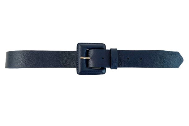 Navy Genuine Leather Belt- Square Buckle