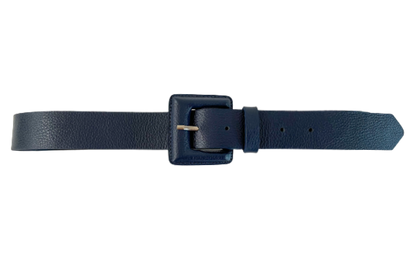 Navy Genuine Leather Belt - Square Buckle