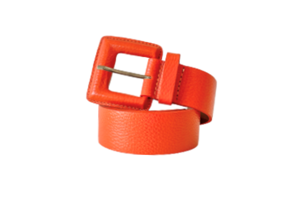 Orange Genuine Leather Belt - Square Buckle