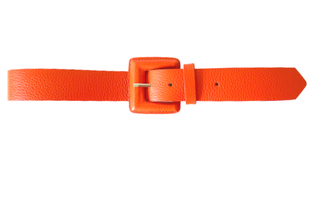 Orange Genuine Leather Belt - Square Buckle