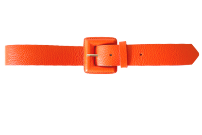 Orange Genuine Leather Belt - Square Buckle