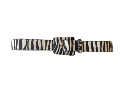Zebra / Animal Print Genuine Leather Belt  - Rectangular Buckle