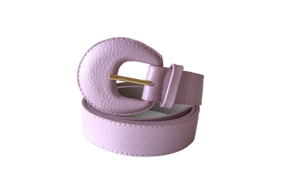 Pastel Pink Genuine Leather Belt - Arch Buckle