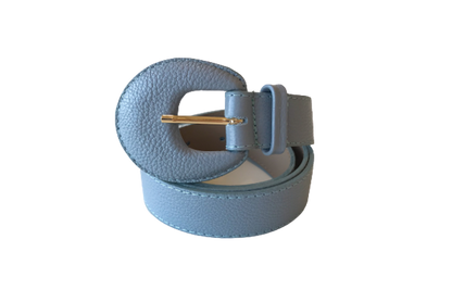 Pastel Blue Genuine Leather Belt - Arch Buckle