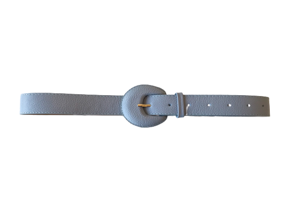 Pastel Blue Genuine Leather Belt- Arch Buckle
