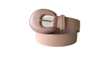 Beige Genuine Leather Belt - Arch Buckle