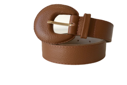 Brown Genuine Leather Belt - Arch Buckle