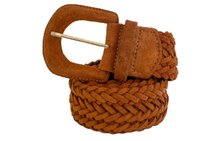 Camel Suede Genuine Leather - Plaited Belt