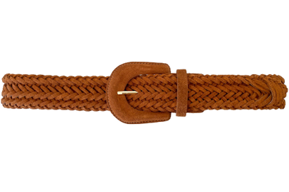 Camel Suede Genuine Leather - Plaited Belt