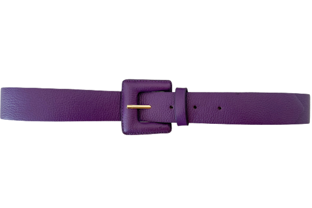 Purple Genuine Leather Belt - Square Buckle