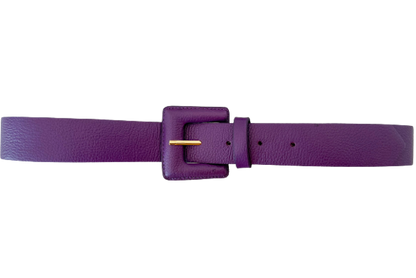 Purple Genuine Leather Belt - Square Buckle