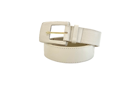 Off White Genuine Leather Belt - Rectangular Buckle