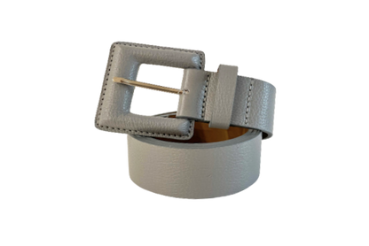 Grey Genuine Leather Belt - Square Buckle