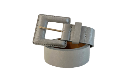 Grey Genuine Leather Belt- Square Buckle