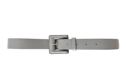 Grey Genuine Leather Belt - Square Buckle