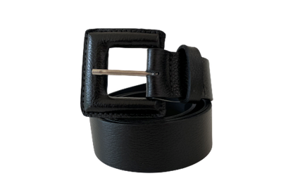 Black Genuine Leather Belt - Square Buckle