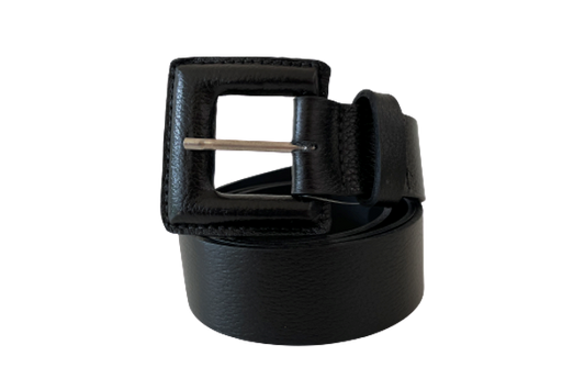 Black Genuine Leather Belt - Square Buckle
