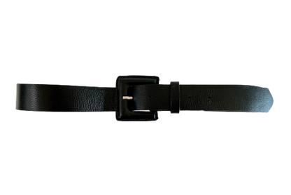 Black Genuine Leather Belt - Square Buckle