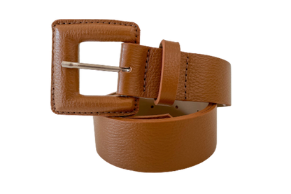 Tan Genuine Leather Belt - Square Buckle