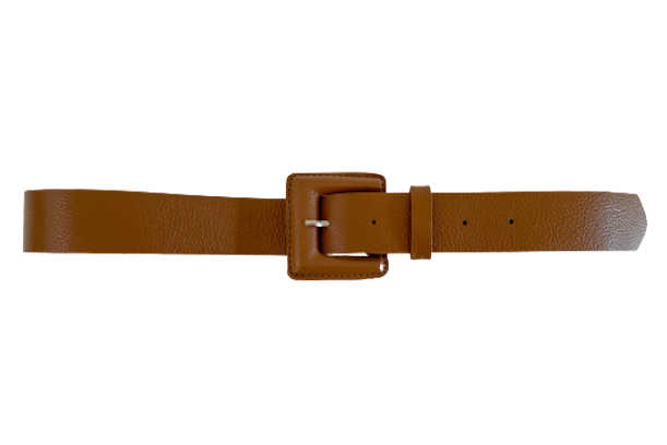 Tan Genuine Leather Belt- Square Buckle