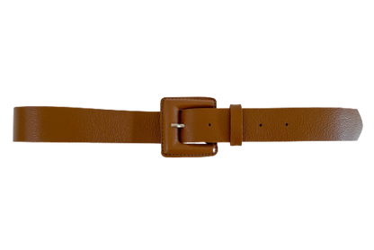 Tan Genuine Leather Belt - Square Buckle