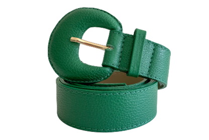 Green Genuine Leather Belt - Arch Buckle