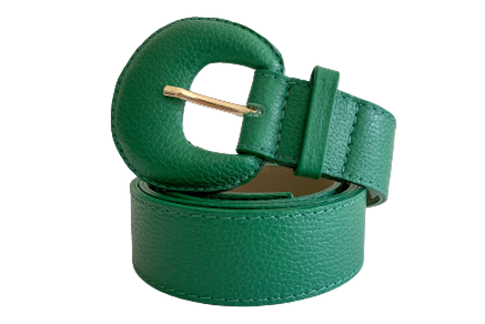 Green Genuine Leather Belt- Arch Buckle