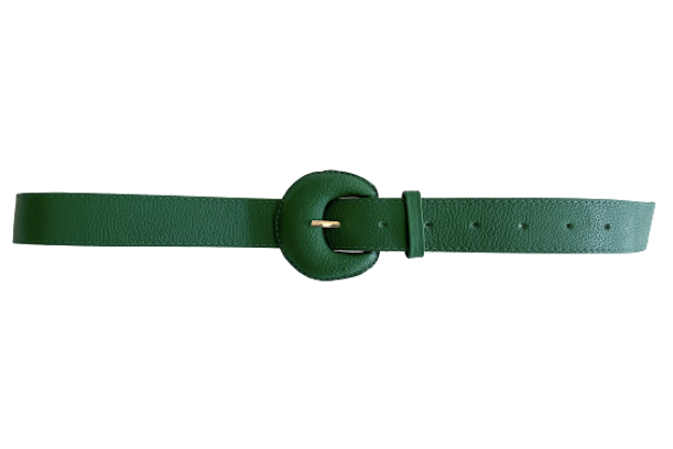 Green Genuine Leather Belt- Arch Buckle