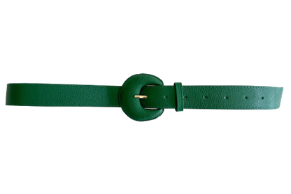 Green Genuine Leather Belt - Arch Buckle