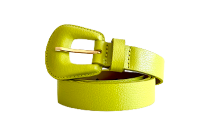 Lime Green Genuine Leather - Slim Belt