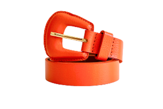 Orange - Slim Genuine Leather Belt