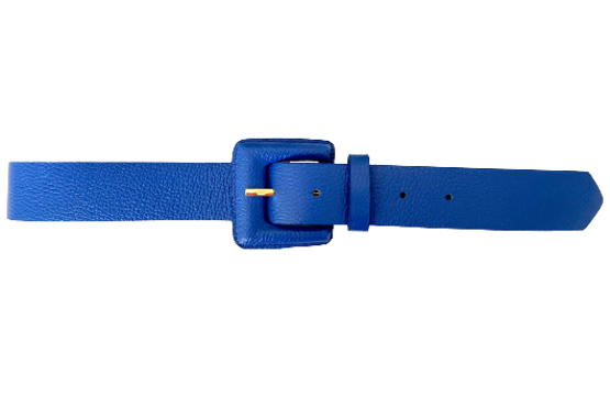 Royal Blue Genuine Leather Belt - Square Buckle