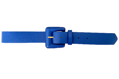 Royal Blue Genuine Leather Belt - Square Buckle