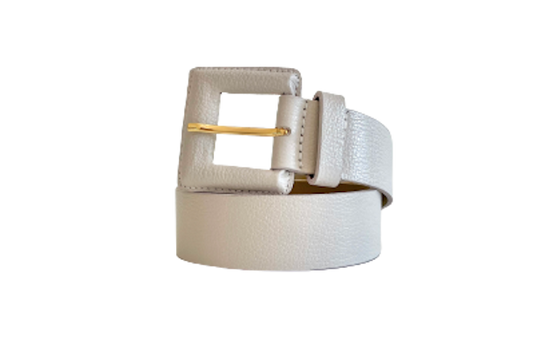 Off White Genuine Leather Belt - Square Buckle