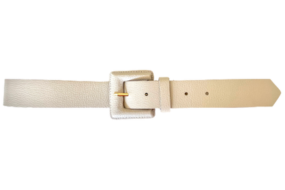 Off White Genuine Leather Belt - Square Buckle