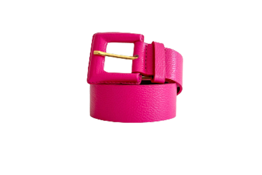 Pink Genuine Leather Belt- Square Buckle