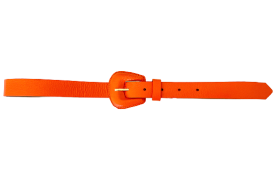 Orange - Slim Genuine Leather Belt