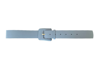 Pastel Blue Genuine Leather Belt - Rectangular Buckle