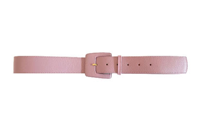 Pastel Pink - Rectangular Buckle Genuine Leather Belt