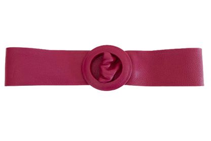 Burnt Pink Covered Genuine Leather - Round Buckle Belt