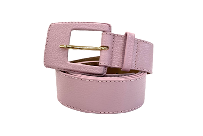 Pastel Pink - Rectangular Buckle Genuine Leather Belt