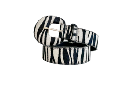 Zebra / Animal Print Genuine Leather Belt - Arch Buckle