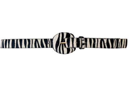 Zebra / Animal Print Genuine Leather Belt - Arch Buckle